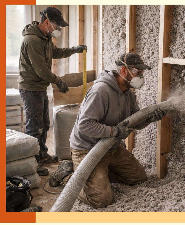 Утепление таунхауса эковатой в Тихвине для максимально теплых стен