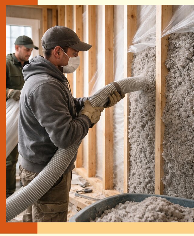 Утепление каркасного дома эковатой в Тихвине — качественно и надолго