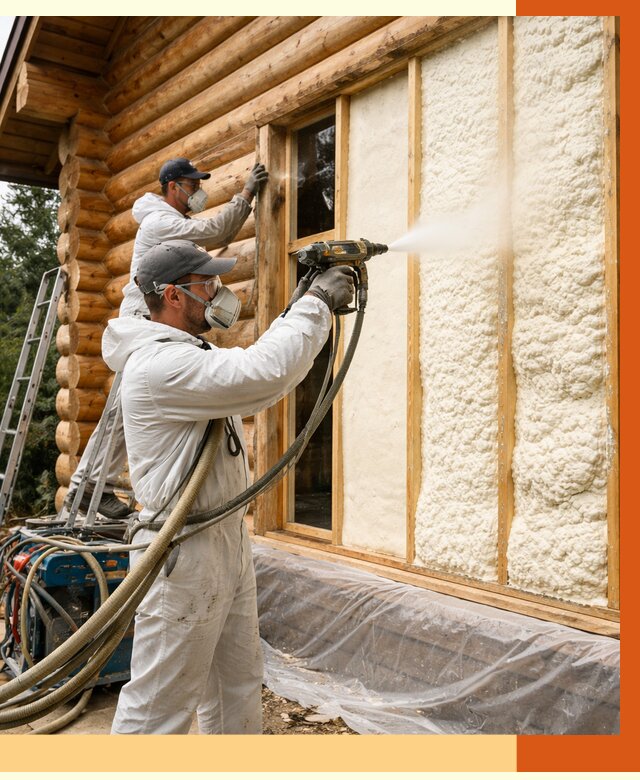 Утепление деревянного дома ППУ в Тихвине от 4590 руб/м2 | ТепломастерТхв — под ключ