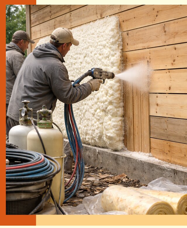 Утепление деревянного дома пенополиуретаном в Тихвине