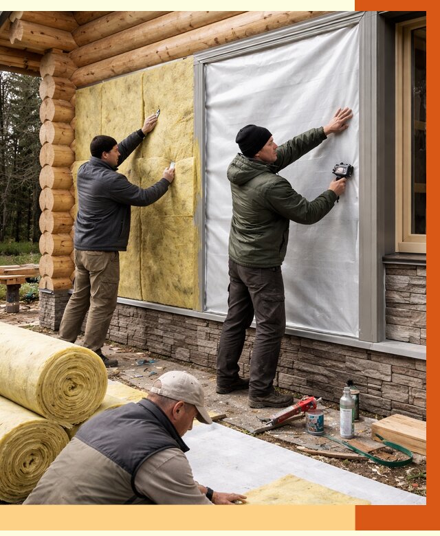 Утепление бревенчатого дома в Тихвине от 8360 руб/м2 — заказать под ключ | ТепломастерТхв