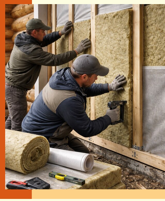 Утепление бревенчатого дома под ключ в Тихвине