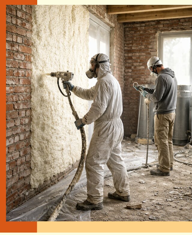 Утепление кирпичного дома пенополиуретаном в Тихвине