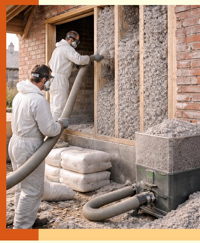 Утепление кирпичного дома эковатой в Тихвине