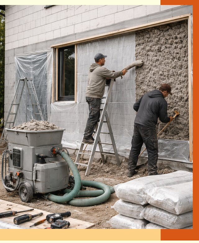 Утепление дома из газобетона эковатой в Тихвине от 4918 руб./м2 | ТепломастерТхв