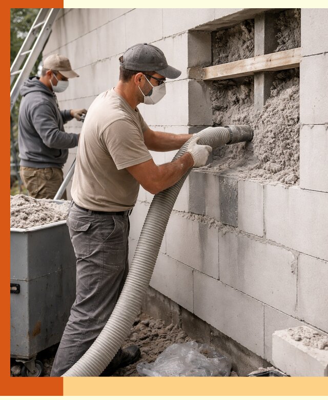 Утепление дома из газобетона эковатой в Тихвине