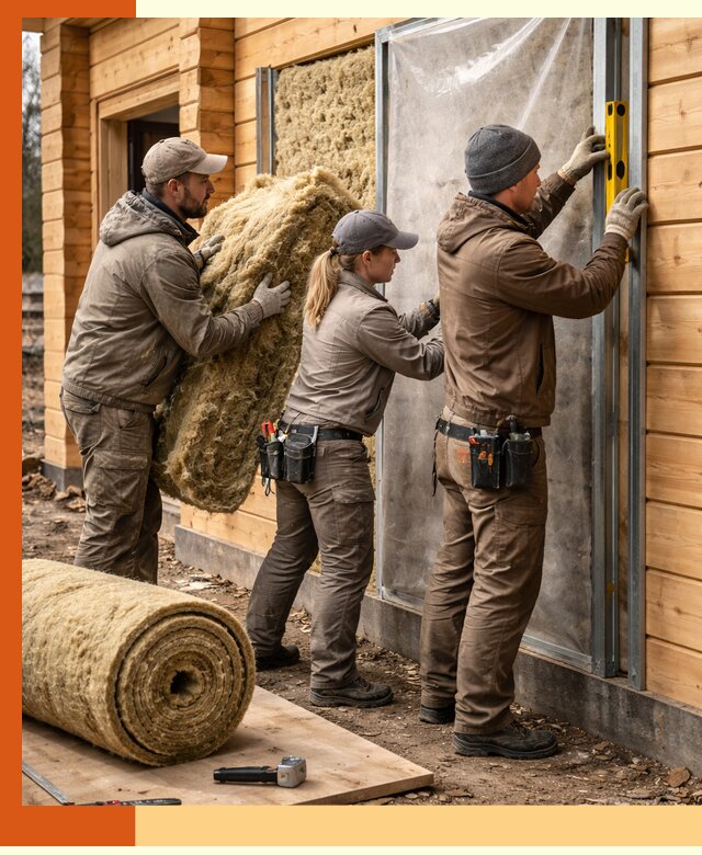 Утепление дома из двойного бруса в Тихвине качественно и надёжно