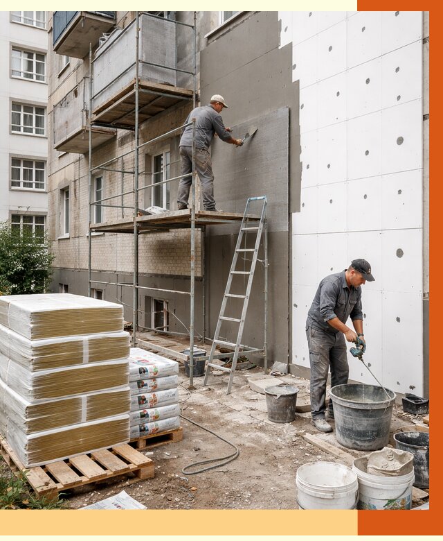 Утепление квартиры снаружи в Тихвине от 6721 руб/м2 под ключ | ТепломастерТхв