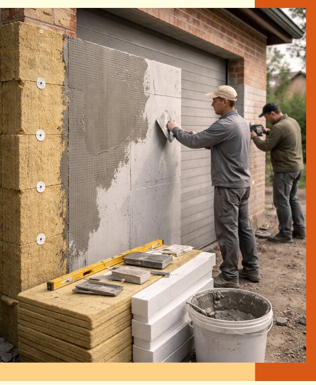 Утепление гаража снаружи в Тихвине от 4590 руб. за м2 — наружное утепление под ключ | ТепломастерТхв