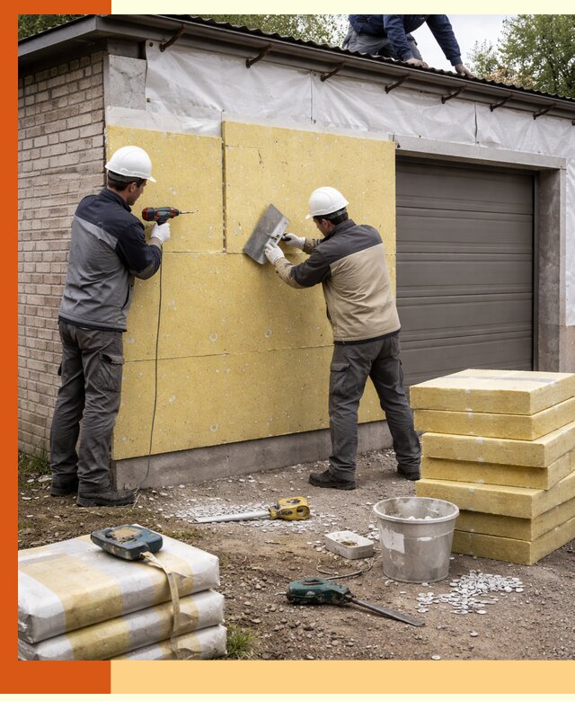 Утепление гаража снаружи в Тихвине качественно и надёжно