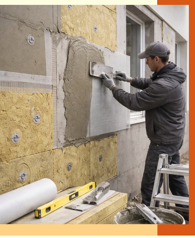 Утепление фасада под штукатурку в Тихвине от 4590 руб/м2 — монтаж пенопластом и минватой | ТепломастерТхв