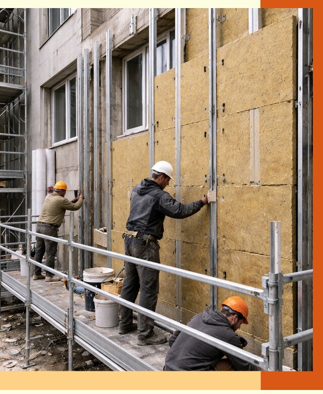 Утепление вентилируемого фасада в Тихвине от 6120 руб/м2 — монтаж и утепление вентфасад | ТепломастерТхв