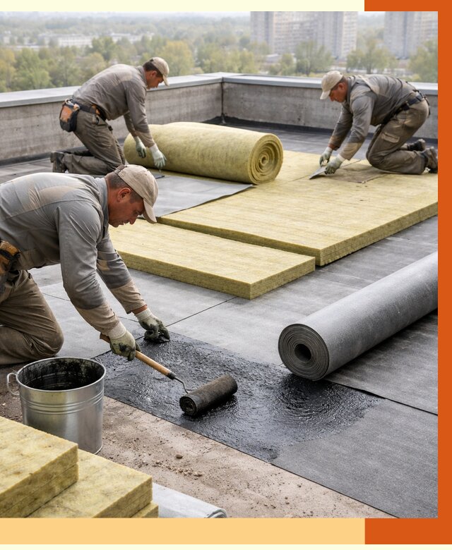 Утепление плоской крыши в Тихвине от 7868 руб./м2 под ключ | ТепломастерТхв