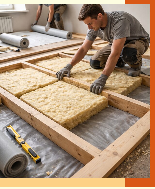 Утепление деревянного пола в Тихвине от 1639 руб./м2 под ключ | ТепломастерТхв