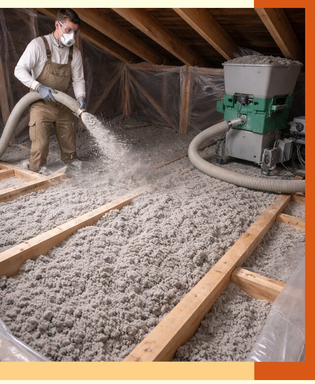 Утепление чердака эковатой в Тихвине от 1585 руб/м2 — заказать у ТепломастерТхв