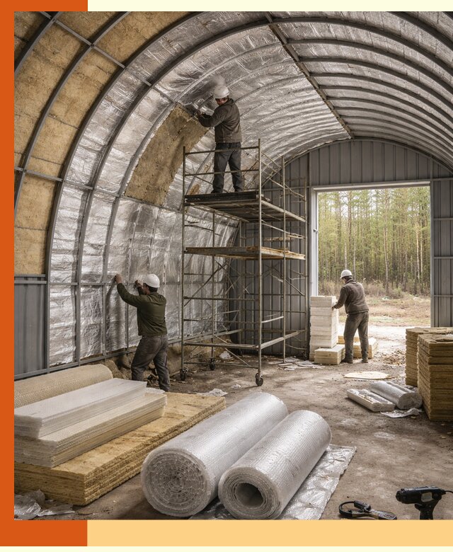 Утепление арочного ангара под ключ в Тихвине