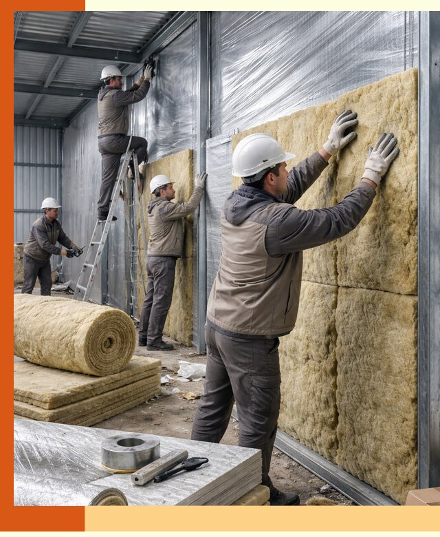 Утепление металлического склада в Тихвине: теплоизоляция и герметизация