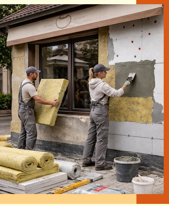 Утепление кафе в Тихвине от 4590 руб/м2 — комплексно под ключ | ТепломастерТхв