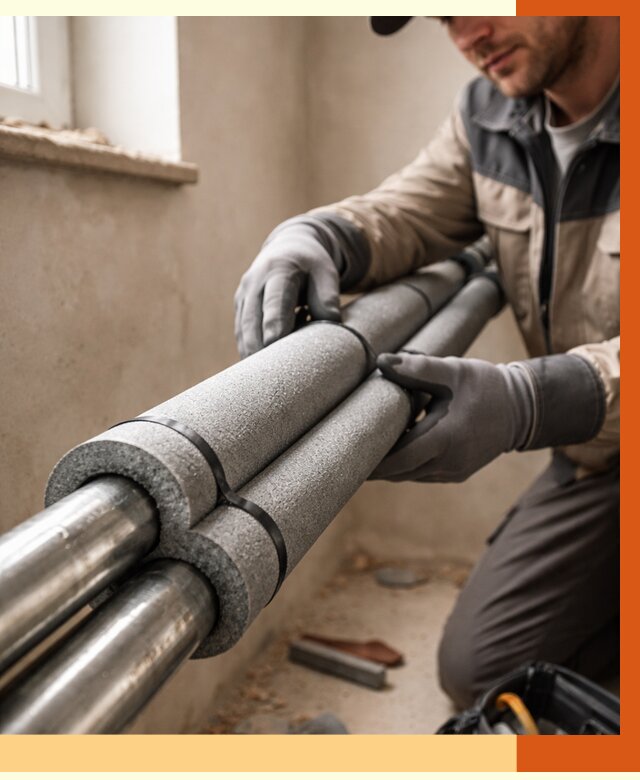 Утепление труб отопления в Тихвине от 3114 руб. за м² — услуги под ключ | ТепломастерТхв