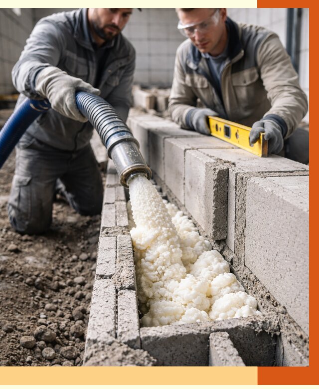 Заполнение колодцевой кладки ППУ в Тихвине от 4590 руб. за м2 | ТепломастерТхв