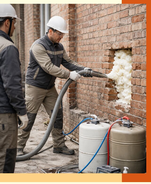 Заливка ППУ в пустоты кирпичной стены в Тихвине от 3005 руб. | ТепломастерТхв