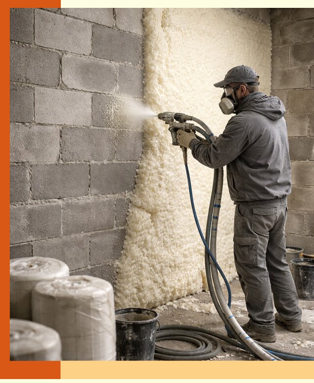 Утепление блочной стены ППУ в Тихвине качественно и надёжно