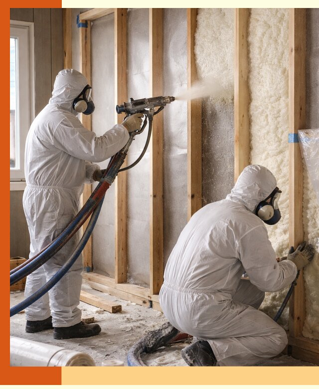 Утепление каркасной стены ППУ в Тихвине для домов и коттеджей