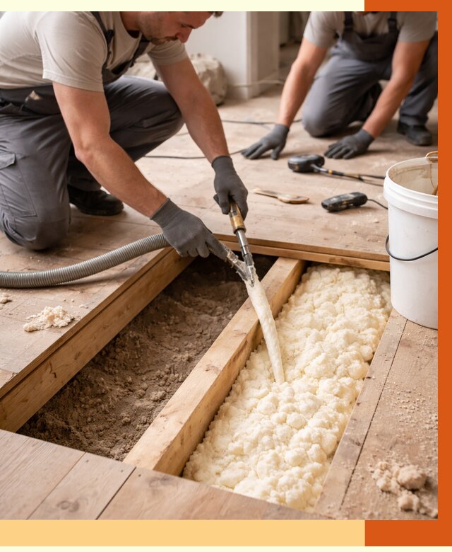 Заполнение пустот пола в Тихвине от 2951 руб. — утепление пустот пола под ключ | ТепломастерТхв
