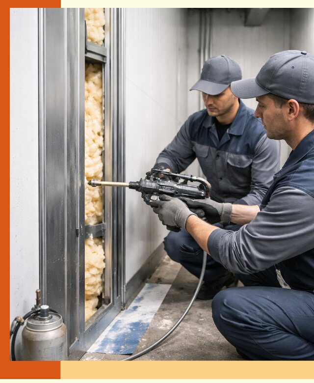 Заполнение пустот холодильных панелей в Тихвине специализированной пеной