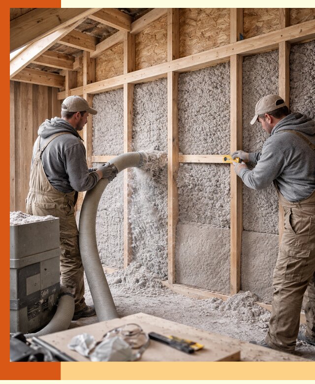 Утепление эковатой стен, потолков и перекрытий в Тихвине