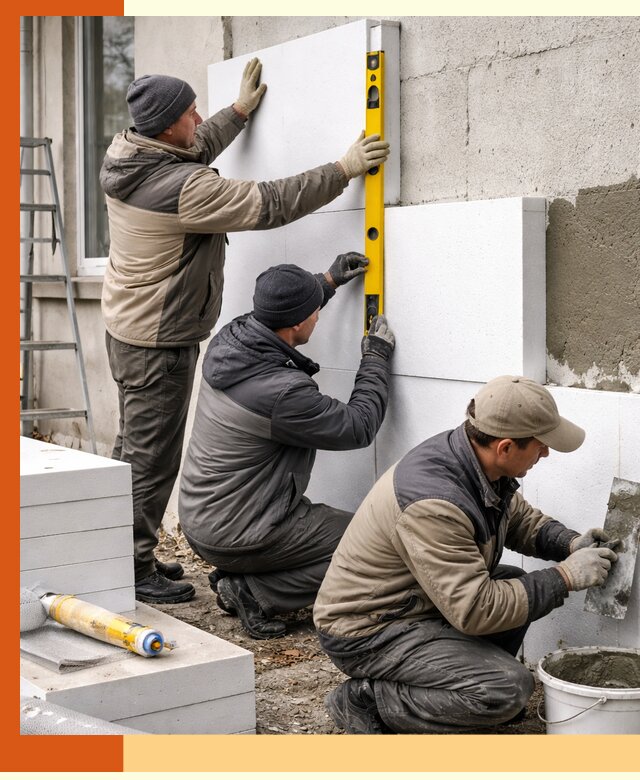 Утепление пенопластом наружных стен и фасадов в Тихвине