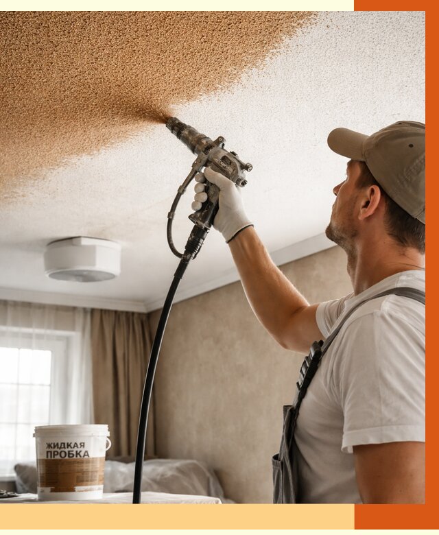 Утепление потолка жидкой пробкой в Тихвине от 3825 руб. | ТепломастерТхв