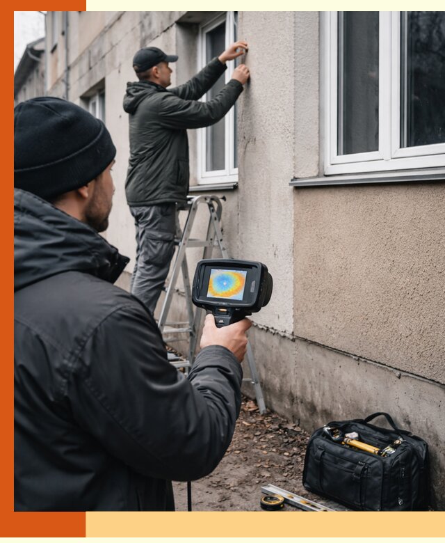 Тепловизионное обследование фасада в Тихвине для выявления дефектов