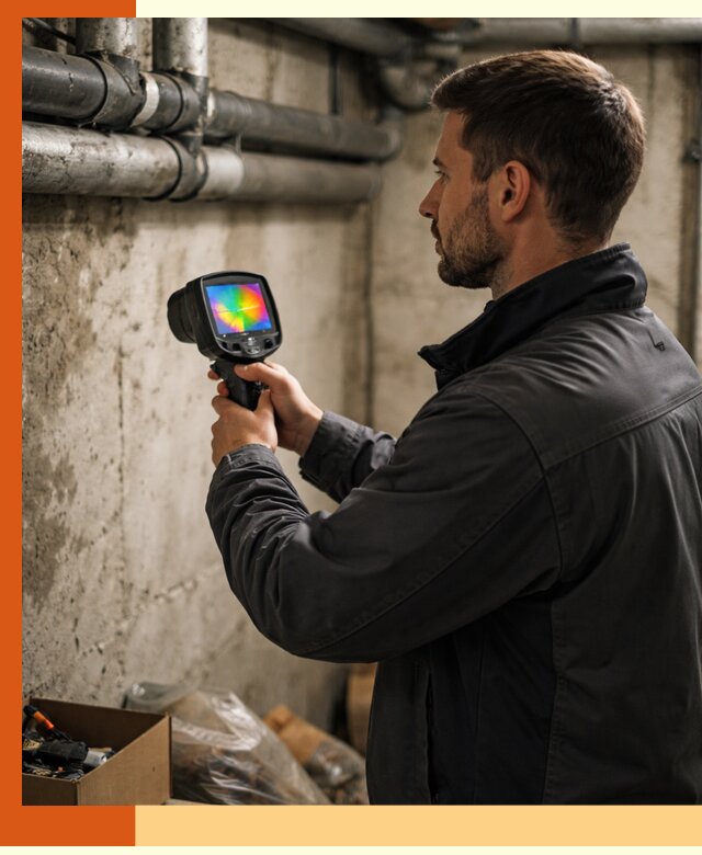 Тепловизионное обследование подвала в Тихвине для поиска утечек тепла