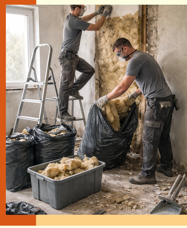 Демонтаж старого утеплителя и вывоз отходов в Тихвине