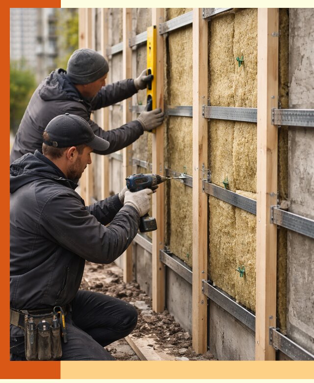 Монтаж обрешетки под утепление зданий и квартир в Тихвине